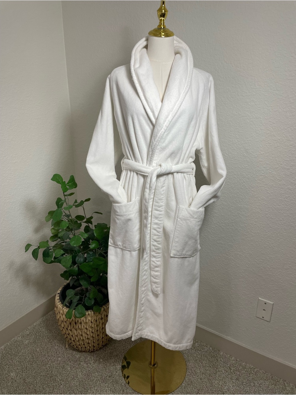 Frette White Terry Cloth Bathrobe Size Large Luxury Hotel Spa Robe Turkey